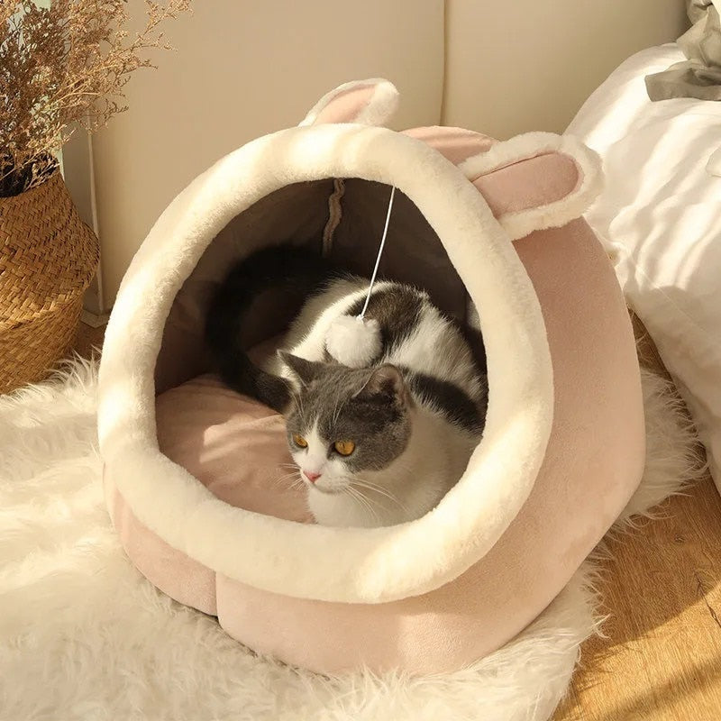 Sweet Cat Bed Warm Pet Basket Cozy Kitten Lounger Cushion Cat House Tent Very Soft Small Dog Mat Bag For Washable Cave Cats Beds - The pet store