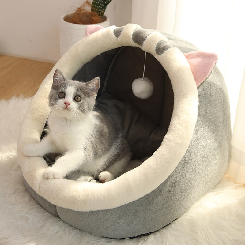 Sweet Cat Bed Warm Pet Basket Cozy Kitten Lounger Cushion Cat House Tent Very Soft Small Dog Mat Bag For Washable Cave Cats Beds - The pet store