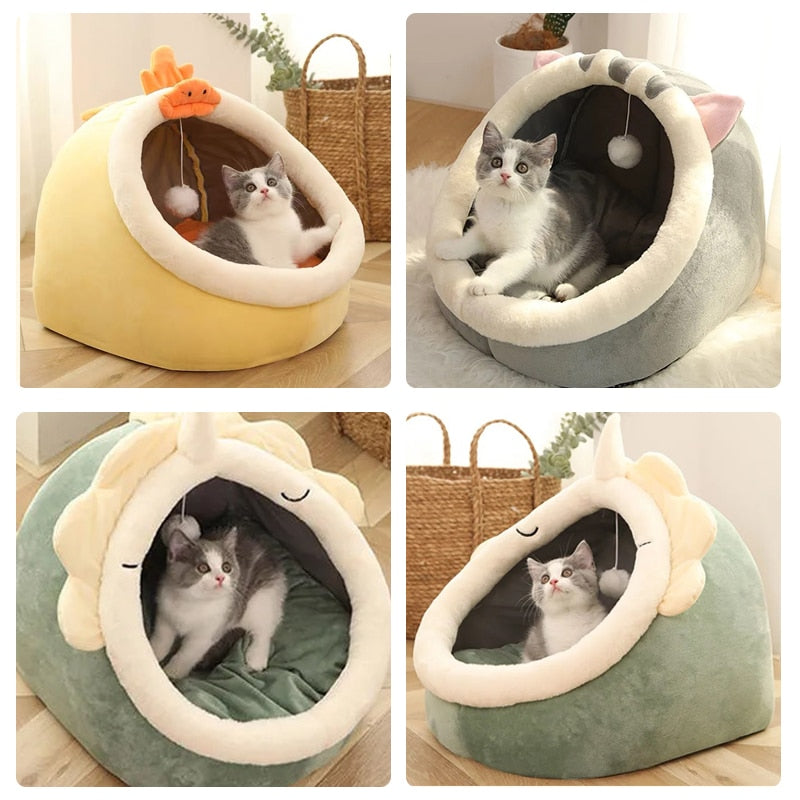 Sweet Cat Bed Warm Pet Basket Cozy Kitten Lounger Cushion Cat House Tent Very Soft Small Dog Mat Bag For Washable Cave Cats Beds - The pet store