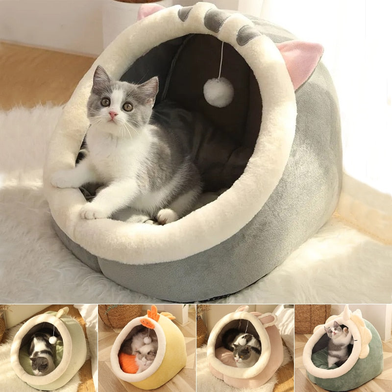 Sweet Cat Bed Warm Pet Basket Cozy Kitten Lounger Cushion Cat House Tent Very Soft Small Dog Mat Bag For Washable Cave Cats Beds - The pet store