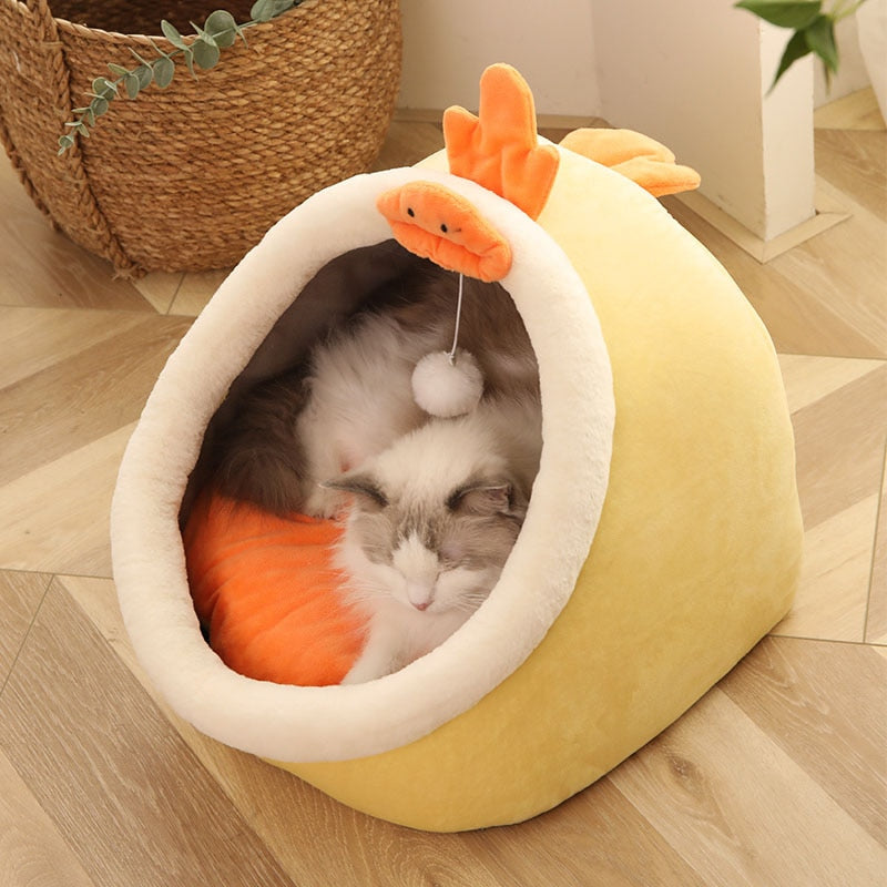 Sweet Cat Bed Warm Pet Basket Cozy Kitten Lounger Cushion Cat House Tent Very Soft Small Dog Mat Bag For Washable Cave Cats Beds - The pet store